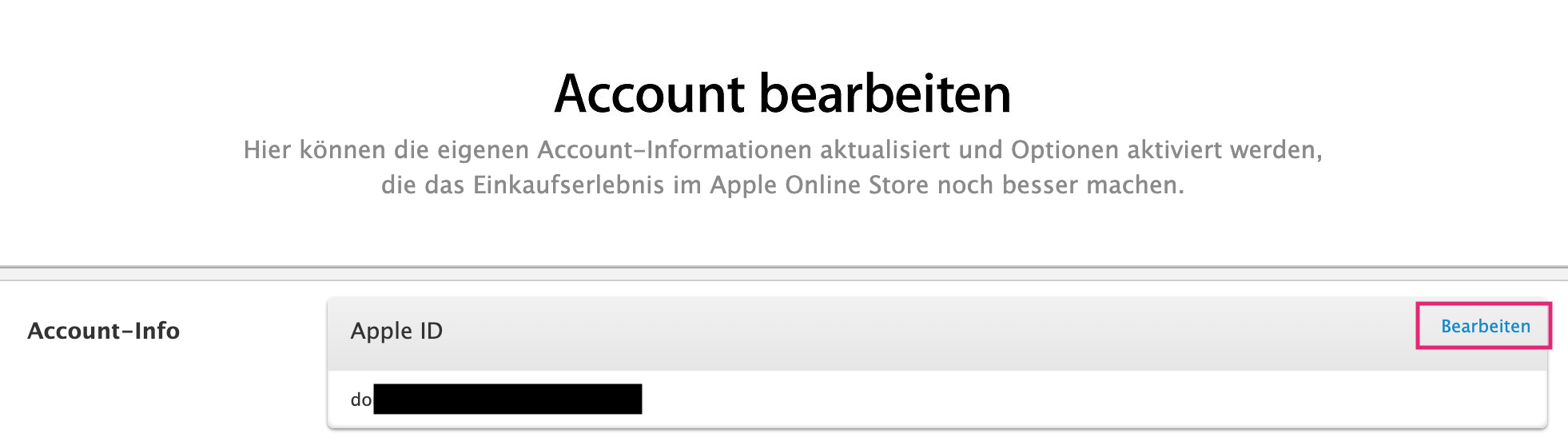 Apple ID im Account ändern
