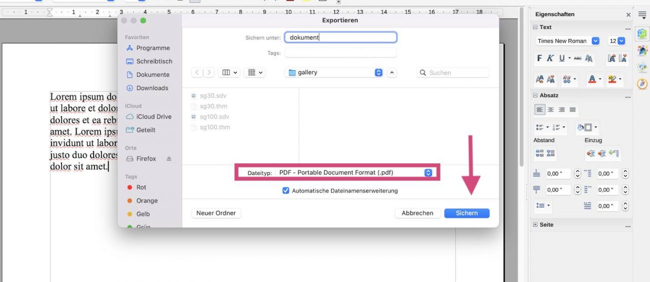 Open Office Dokument als PDF speichern So gehts